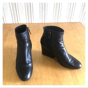 Black leather booties